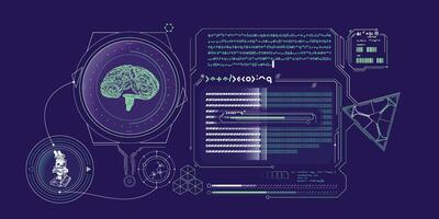 Sci-fi HUD interface for data research. vector