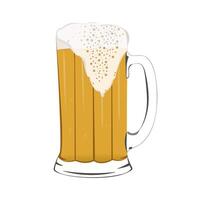 illustration of a beer mug with foam. Image of an alcoholic drink made from malt and barley isolated on a white background. vector