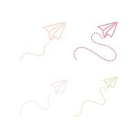 Set of Airplane Art Line Doodle in Pastel Color vector