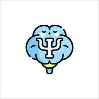 A cartoon brain with the letter u in the middle vector
