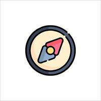 A flat icon of a compass with a red and blue arrow vector