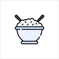 Rice bowl icon with two forks in it vector