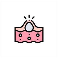 A pink and white icon of a tooth vector