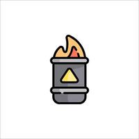 A can with a fire in it and a yellow triangle vector