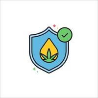 A cannabis leaf and a check mark on a shield vector