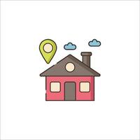 A house with a map pin on it vector