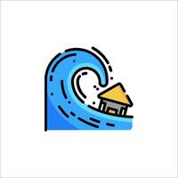 A house on a wave icon vector