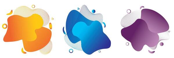 Abstract liquid shape. Set of modern graphic elements. Fluid dynamical colored forms banner vector