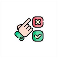 A hand pointing to a check mark icon vector