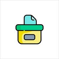 A yellow container with a green lid vector