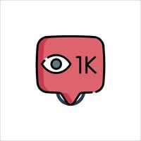 A red and pink icon with the word 1k vector