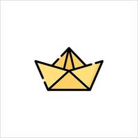 A yellow paper boat icon on a white background vector