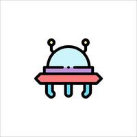 Alien spaceship icon in a flat style vector
