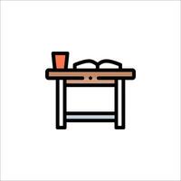 A desk with a book and a cup of coffee vector