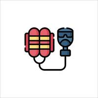A red and blue box with a light and a plug vector