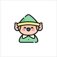 A cartoon elf with a green hat and a green nose vector