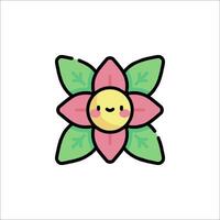 A cute flower with a smiley face on it vector