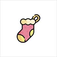 A pink sock with a gold chain hanging from it vector