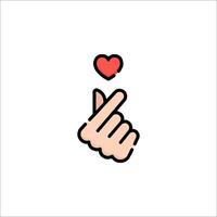 A hand with a heart on it, with a finger pointing to it vector