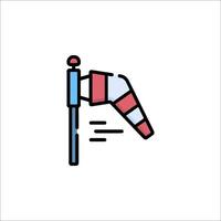 A red and white striped flag with a pole vector
