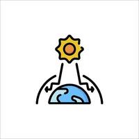 The sun is shining on the earth and there is a globe in the background vector