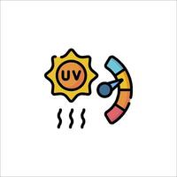 The sun is shining on a thermometer and a thermometer is showing the temperature vector