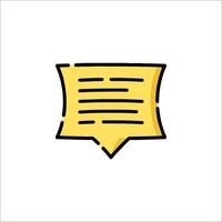 A yellow speech bubble icon with a note vector