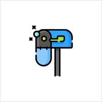 A blue mailbox with a green light on it vector