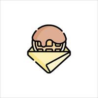 A waffle with a piece of chocolate on top vector
