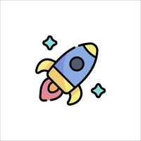 A cartoon rocket ship icon on a white background vector