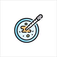 A flat line icon of a microscope with a thermometer vector