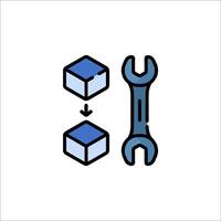 A wrench and a cube with a wrench vector