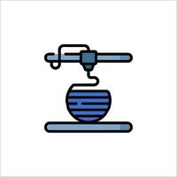 A blue and white icon of a machine that is holding a bowl vector