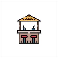 A bar with a roof and a table inside vector