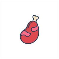 A red meat is shown in a line style vector