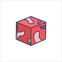 A red cube with a pink and blue pattern vector