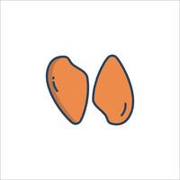 Two almond halves icon on white background vector