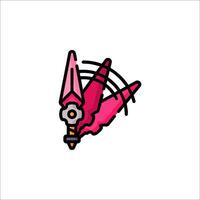 A pink and black logo with a sword vector