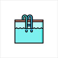 A swimming pool icon with a ladder vector