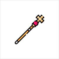 A stick with a cross on it is shown in a line vector