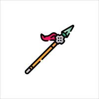 A small icon of a sword with a red ribbon vector