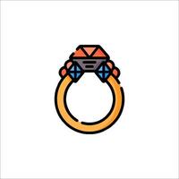 An orange and blue ring with a diamond on it vector
