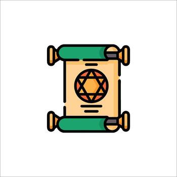 A scroll with a star of david on it vector