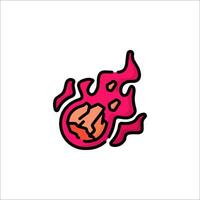 A red and pink ball with flames on it vector