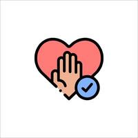 A heart with a hand and check mark on it vector