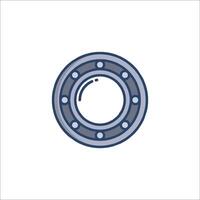 A blue and white icon of a metal ball vector