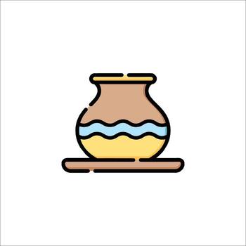 A pot with water in it on a table vector