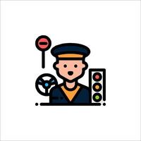 A traffic light icon with a man in uniform vector