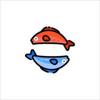 Two fish are facing each other in a line vector