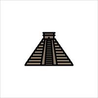 Maya pyramid icon in flat style vector